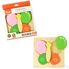 칼라풀 두돌 30개월 아기원목퍼즐 장난감 나비모양, 1개