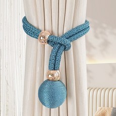 窗簾綁帶輕奢紗簾綁繩紮束帶簡約釦環綁飾可調節神器布帶一件窗簾裝飾配件, 孔藍色(一個裝), 1個