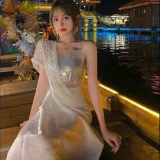 태국 미얀마 여성 다이 의상 민족 공연 무용 전통 스타일 드레스, 01 one size, 04 21