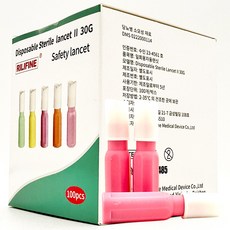 릴리파인 란셋 채혈침 채혈기계 없이 바로쓰는 일회용 멸균 자동란셋 사혈침 가장얇은바늘 30G 1박스, 1개, 100개입