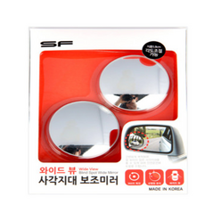 뭉구카 국산제품 SF 와이드뷰 보조미러 각도조절 자동차 사이드미러 사각지대 감소 시야확보 간편설치 차량용 필수품 초보운전 안전운전 주차보조 주차라인확인 끼어들기 차선변경, 1세트, 전차종