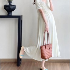 와이스토리 시원한 면소재 여름 임부 원피스