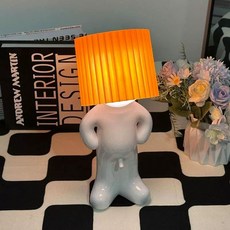 재미있는 무드등 수줍은 신박한 수면등 웃긴 독특한 조명 1개 녹색, 주황색 모자-LED 전원형 × 1개