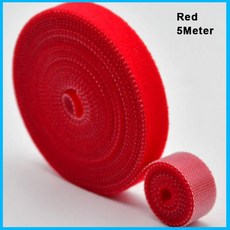 루프 가능한 코드 접착 양면 케이블 고정 5M 스트랩 재사용 테이프 자체 나일론 주최자, 15mm 5Meter, Red