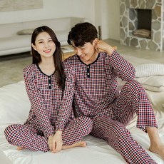 투위 가을겨울 피치기모 커플 잠옷 신혼부부 수면파자마SET
