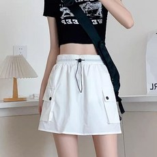 廷廷女裝 工裝短裙, 白色,S【建議40-47.5kg】