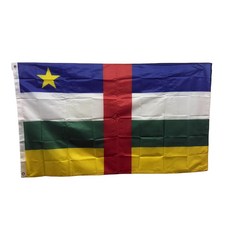 중앙아프리카 공화국 국기 Central African Republic flag 90x150cm 폴리에스터 90g 구멍 고리 이중 스티치, 1개, MIXED COLOUR