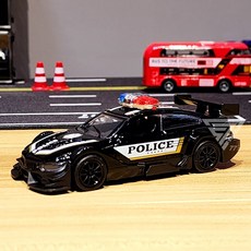 【台灣出貨】仿真警車合金模型車，合金警車玩具，小汽車玩具車，野馬警車，汽車玩具，模型警車，警車模型車, 尾翼黑色, 1個