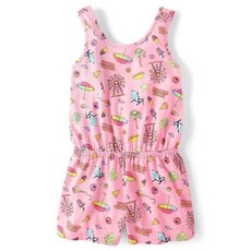 The Children's Place 여아용 캐주얼 민소매 반바지 롬퍼 핑크 색상 XXL