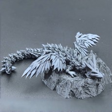 3D打印水晶飛龍 仿真模型夜光手辦擺件, 絲綢銀灰色水晶龍,大號：22cm