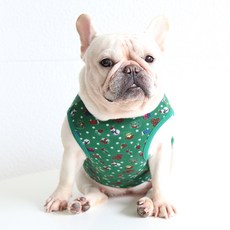 【格森Petstyle】法鬥聖誕睡衣背心 柔棉新年胖狗狗衣服 加菲柯基英鬥巴哥, 綠色,S, 1個