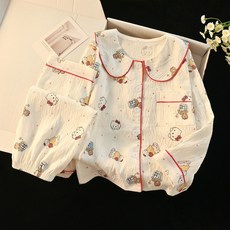 GOYES 산리오 어린이와 성인 잠옷 귀여운 홈웨어 세트 쓰리 피스 홈웨어