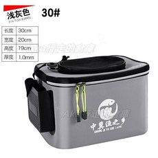 增氧活魚桶 加厚多功能釣魚桶 手提可折疊魚護桶 超輕裝魚箱 大號釣箱 多功能活魚桶 裝魚桶 便攜裝魚桶充電式增氧泵, 限時衝量款-30cm灰色+側兜