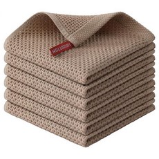 Kitinjoy 100% 면 주방 행주 (30.5 x 30.5cm(12 x 12인치) 탠) 6팩 와플 직조 울트라 소프트 흡수성 접시 타월 빠른 건조 주방 타월 접시 걸, Lake Blue