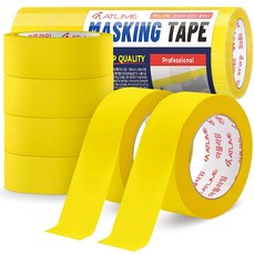아뜰라임 도장 커버링 종이 컬러 마스킹 테이프 노랑 30mm x 20m, 6개