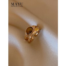 검지에 착용하는 두줄 디자인 호안석 원석 반지