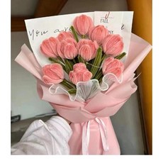 뚱보 DIY 모루 장미 꽃다발 튤립 만들기, 180개, 마카롱 DIY꽃만들기세트