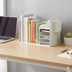 다파노 사무실 책상 책꽂이 올인원 수납정리함, 아이보리, 1개