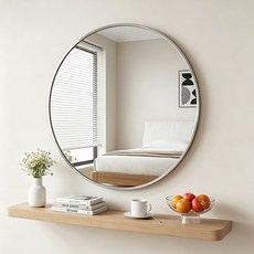 고운집 원형 벽거울 화장대거울 욕실거울, 실버 40cm