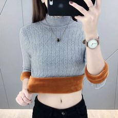 반목 여성 털내복 티셔츠 터틀넥 겨울 방한 내의 상의