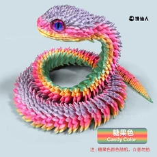 45/80cm 3D 인쇄 빛나는 뱀 움직일 수있는 공동 시뮬레이션 액션 피규어 홈 오피스 데스크탑 장식 생일 선, 06 60CM