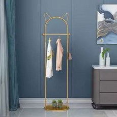 심플 철재 스탠드 미니 행거 소형 긴옷 옷가게 코트랙, 고양이 귀 T형 골드철면 받침