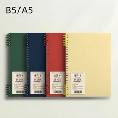 B5/A5 노트/분리형 메모장 다양한 색상 높은 디자인성, 녹색+파란색+빨간색+노란색 네 가지 색상, B5, 4개