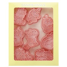 Mian Xiao Xin 비스킷 몰드 DIY 3D 입체 홈베이킹 도구 아이싱 쿠키스탬프 8종 세트 MX001, 유니콘, 1개