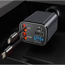 접이식 차량 충전기 4in1 고속 충전 USBC 로드 트립 필수품 여행 필수 선물 여성 남성용 핸드폰 16 15 14 13 12 삼성용 액세서리 블랙