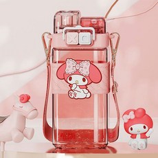 산리오 캐릭터즈 더블캡 롱 빨대 물통 트라이탄 워터보틀 520ml, 마이멜로디