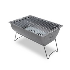 4~6인 BBQ 바베큐 그릴 접이식 사각 좌식 대형 화로대 석쇠 숯불 캠핑용품 YJ190, 1세트