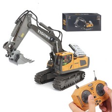 遙控挖土機 遙控怪手 挖掘機 生日禮物 鏟土機工程車, 1個, 11通道挖土機, 黃