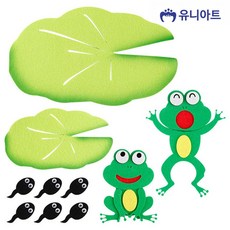 션톅유니아트 (펠트) 신형 투톤 개구리 올챙이 연잎 세트 장식 인테리어 공예재료 만들기 꾸미기 공작소품 만들기소품^^*