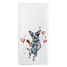 Nvucamd 재미있는 발렌타인 블랙 래브라도 리트리버 선물 주방 타월 블랙 실험실 개 애호가 선물 핸드 타월 욕실용 발렌타인 래브라도 리트리버 접시 티 타월 주방 장식용, 블루 힐러