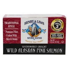 헨리 & 리사스 야생 알래스카 핑크 연어 7.5 OZ HENRY & LISAS Wild Alaskan Pink Salmon 7.5 OZ, 1개, 212g