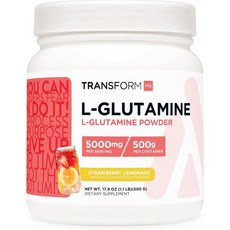 TransformHQ L-Glutamine Powder 500g Strawberry Lemonade - Gluten Free Non-GMO, 1개