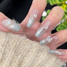 2026新款穿戴甲小香風貓眼高級感手工美甲甲片珍珠閃鑽辣妹指甲片, 1個, BY1898星光玉蝶:手工甲XS碼#10片/袋