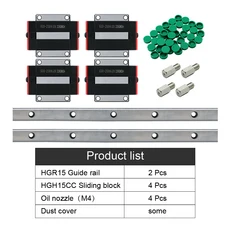 사각 선형 가이드 레일 CNC 라우터 조각용 HGR15 HGR20 200mm-1500mm HGH15CA HGW15CC HGH20CA HGW, 04 2 HGR15 4 HGW15CC