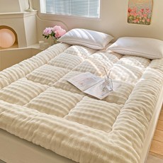 Tixpra 매트리스 AB양면 두꺼운 양털토퍼 플리스 수면 매트 8cm, 아이보리