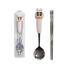 어린이수저세트 초등학생수저세트 초등수저세트 짱구는 못말려 토끼 입체 스푼 젓가락 케이스 세트 jee+41189MA