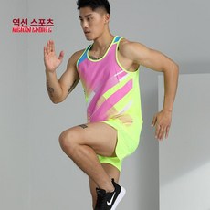 러닝 싱글렛 그래핀 원단 초경량 달리기용 민소매 마라톤, 681 남성용 (형광 녹색), XL