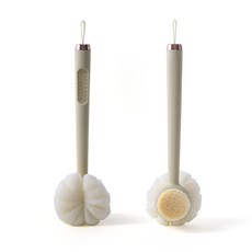 長柄軟毛浴刷 搓背神器 沐浴刷, 1個, 米白色