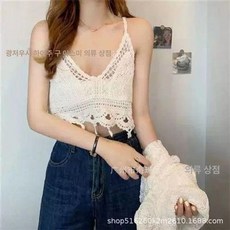 시스루뷔스티에 모티브 화이트 손뜨개조끼 뷔에스트조끼 크로쉐뷔스티에 뜨게