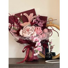 모루 꽃다발 키트 철사 만들기 DIY 모루공예 졸업식, 젠틀 핑크, 1개