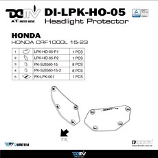 Dimotiv HONDA CRF1000L (15-23) 專用頭燈護鏡 DI-LPK-HO-05，保護頭燈，提升外觀, 螢光藍, 1個
