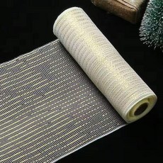 聖誕網紗帶 聖誕樹裝飾絲帶, 1個, 米白金蔥絲,1卷寬26cm*長9m