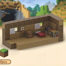 마인크래프트 자석블록 마크 자석블럭, 1세트, 우드하우스【80개】+랜덤피규어 3개