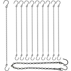 식물 걸이용 체인 후크가 달린 조절 가능한 걸이 21인치 검은색 - 새 모이통 10팩 헤비 듀티 재배 조명 화분 네온사인 크리스마스 레아, BLK/ WHT, 21 inches