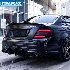 R 스타일 ABS 블랙 카본 룩 리어 트렁크 립 스포일러 벤츠 W204 C350 C63 08-13 호환, FRP 미도색