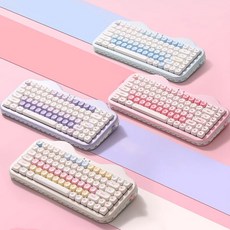 윤지 YUNZII C75 무선 게이밍 기계식 키보드 MOA키캡 5500mAh Gasket구조 핫스왑, 핑크, 코코넛밀크v2